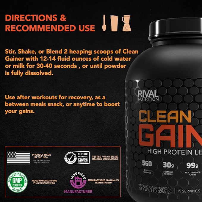 Rival Nutrition Clean Gainer - Cookies & Cream, 5lbs