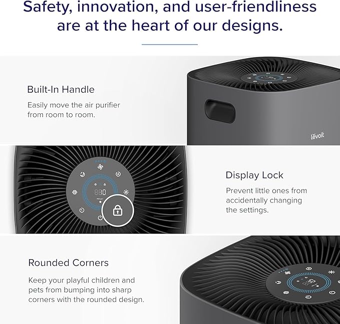 LEVOIT Air Purifiers for Home Large Room Up to 2933 Sq. Ft with Smart WiFi, PM2.5 Monitor, HEPA Sleep Mode, 3-in-1 Filter for Smoke, Pet Allergies, Dust and Odor, Alexa Control, Core 600S-P, Gray