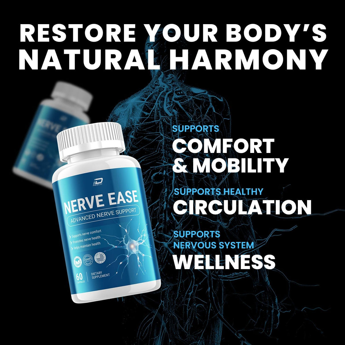 Nerve Ease Capsules – NerveEase Pills Advanced Formula Maximum Strength Natural Blend, Reviews - 60 Capsules