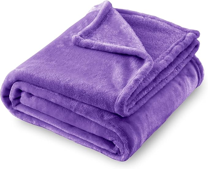 SOCHOW Flannel Fleece Blanket Twin Size, All Season Lightweight Super Soft Cozy Blanket for Bed or Couch, Purple 60inch X80''