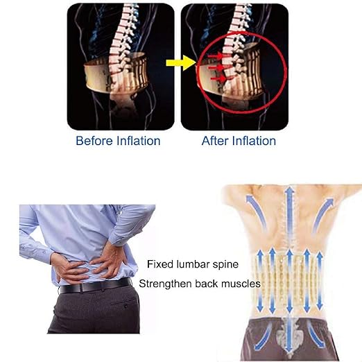 Back Decompression Belt Inflatable Lumbar Support for Lower Back Pain Relief - One Size for 29-49 Waist