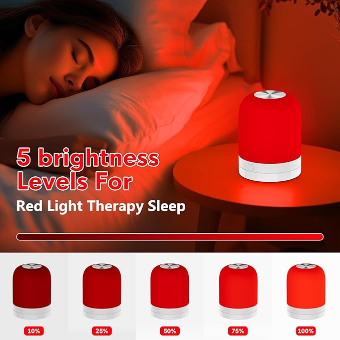 Red Light Therapy Sleep,Reds Nightlight with 670nm Wavelength Aid to Support Deep Relaxation,Touch Remote Control Red Light for Sleep Lamp Backed by Science for Adults & Kids Bedrooms