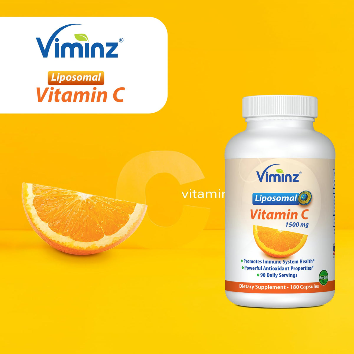 Viminz Liposomal Vitamin C 1500mg – 180 Capsules – Made in USA – High Absorption Immune & Collagen Support – Bioavailable Antioxidant Formula – Non-GMO, Gluten Free & Soy Free