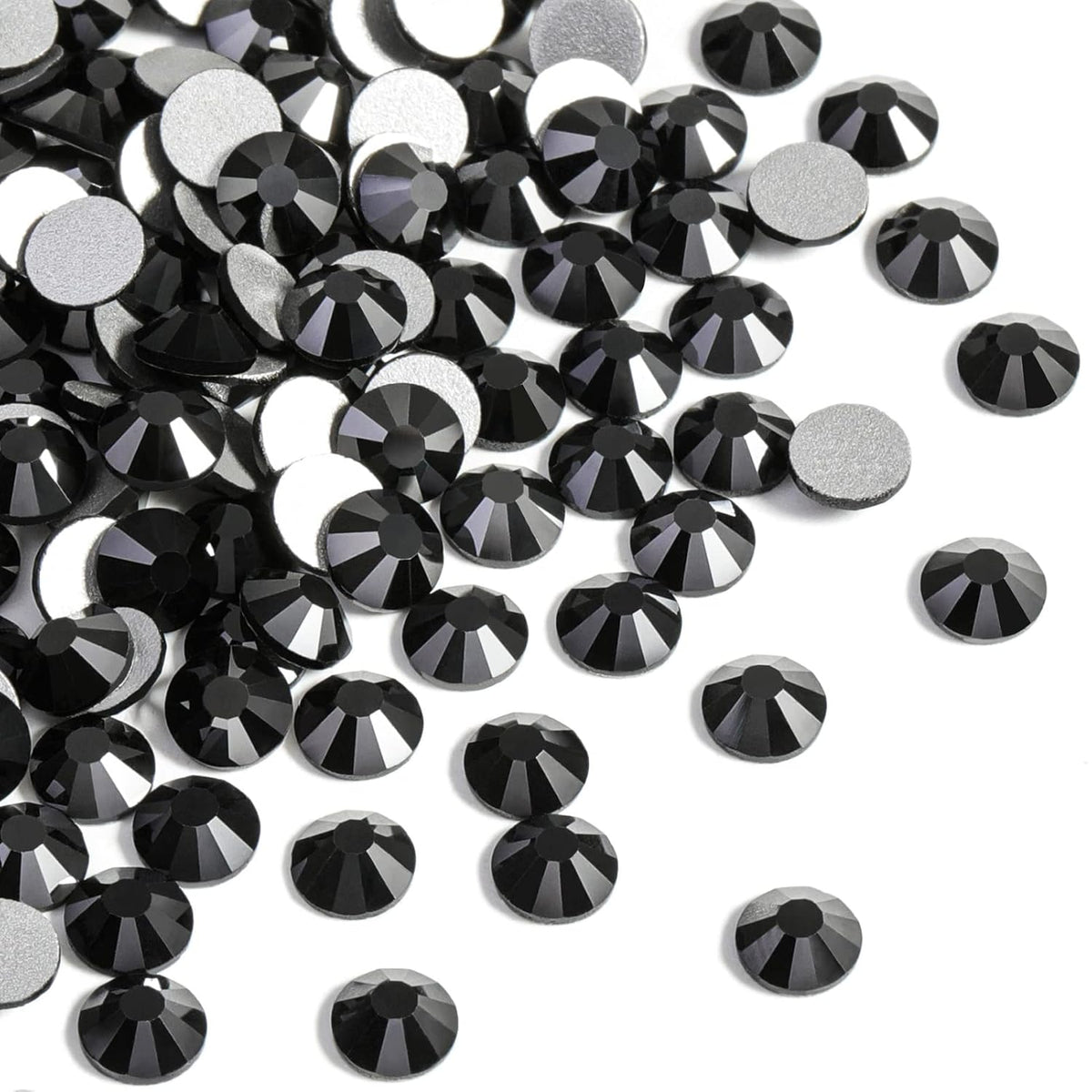 Beadsland 1440pcs Flat Back Crystal Rhinestones Round Gems for Nail Art and Craft Glue Fix, Jet Hematite,SS20,4.6-4.8mm