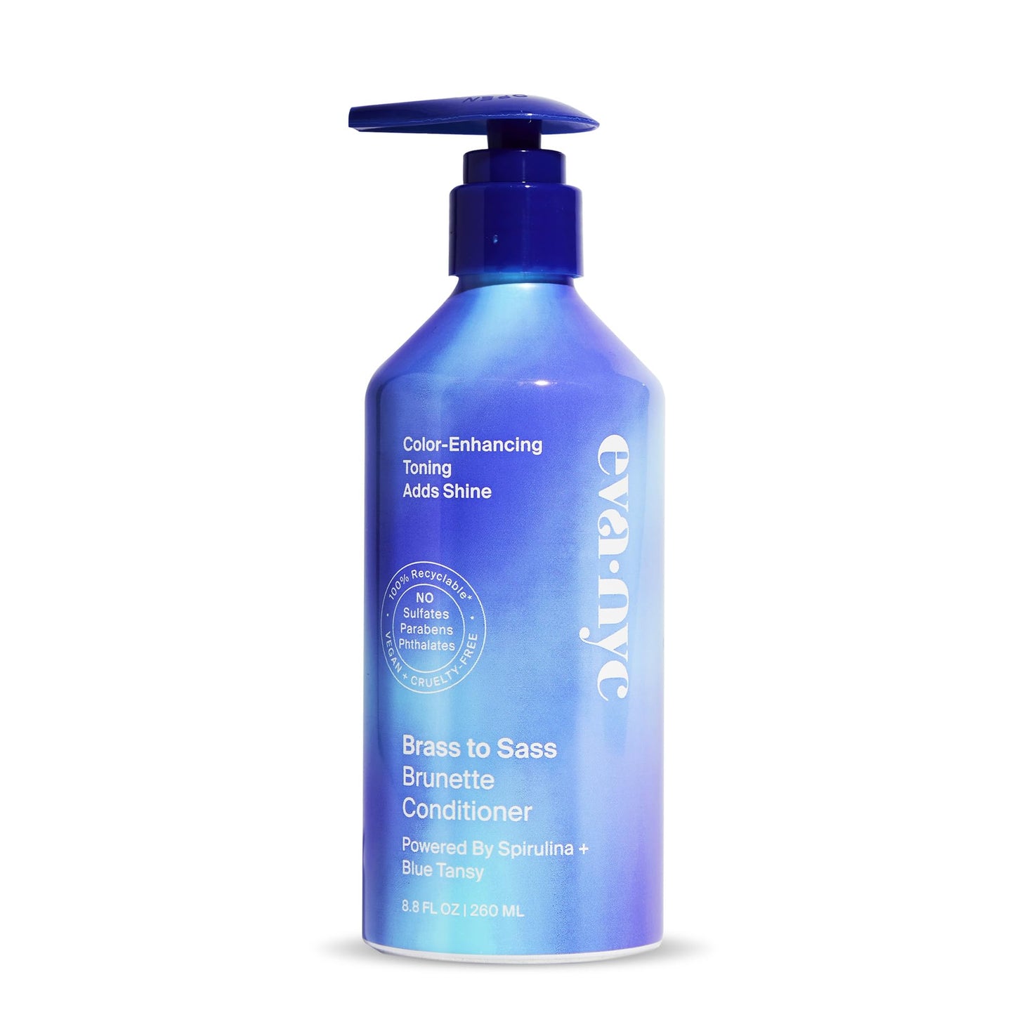 Eva NYC Brass to Sass Brunette Conditioner, Blue Conditioner for Brassy Hair, Neutralizes Brassy Red and Orange Tones, 8.8 fl oz