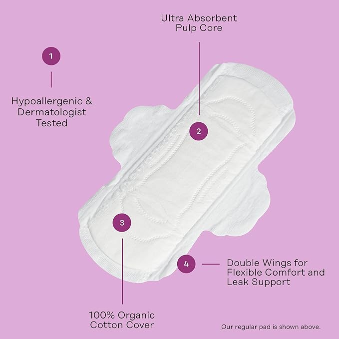 The Honey Pot Company - Herbal Sanitary Pads for Women - Regular Flow w/Wings - Infused w/Essential Oils for Cooling Effect & Organic Cotton Cover - Feminine Care - FSA & HSA - 20 ct