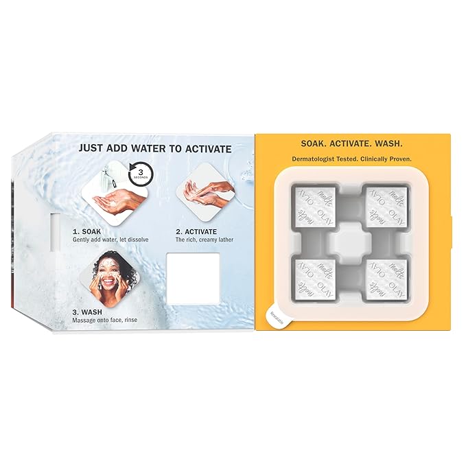 Olay Cleansing Melts + Vitamin C Face Cleanser, 64 ct. total (2 x 32 ct.), Water-Activated Face Wash to Clean, Tone, and Refresh