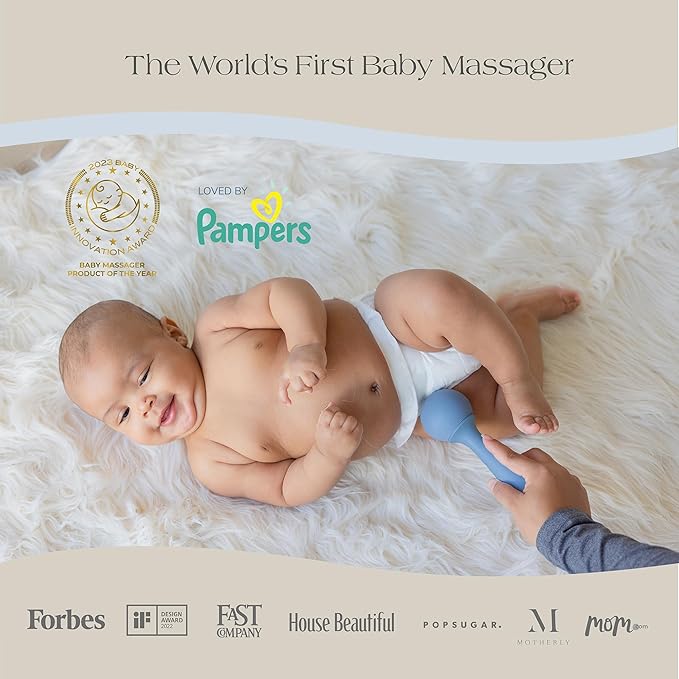 Baby Massager for Constipation, Gas Relief, Colic Calm, and Sleep Aid, Edible-Grade Silicone Soother Approved by Pediatric Experts for Newborn to Toddler, Gift