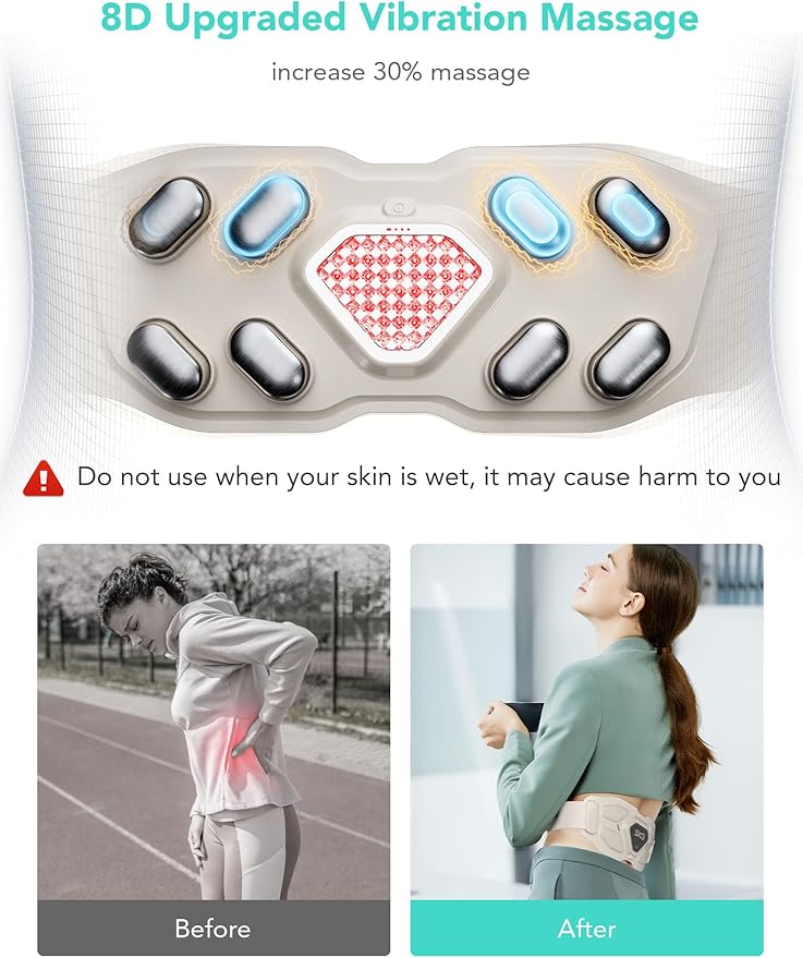 SKG Lower Back Massager Gifts for Men Women for Pain Relief, Adjustable Cordless Heating Pad Infrared Vibrating Back Massager Waist Lumbar Belt W9 PRO