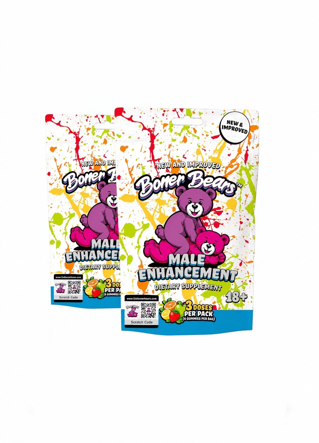 Boner Bears Male Enhancement Gummies- Stamina, Endurance, Performance Booster - (2 Packs, 6 doses)