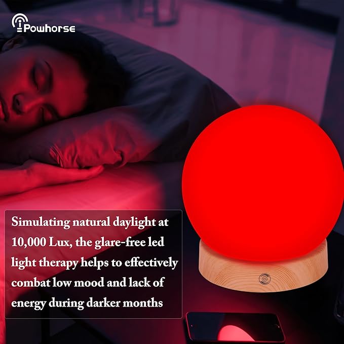 Red Light Sleep Lamp for Bedroom & Nursery Nightlight, Aid Promotes Natural Sleep, Remote Controll Set A Time to Auto Turn Off, Adjustable Brightness. 670nm Red Light Helps with Melatonin