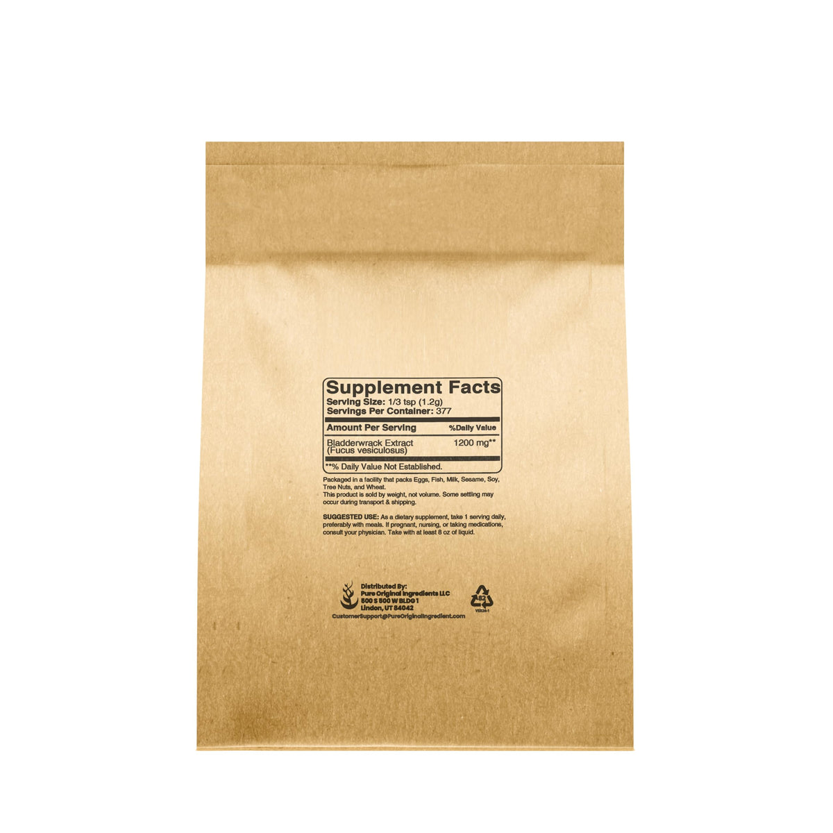 Pure Original Ingredients Bladderwrack Powder (1lb) Fucus Vesiculosus, Herbal Supplement