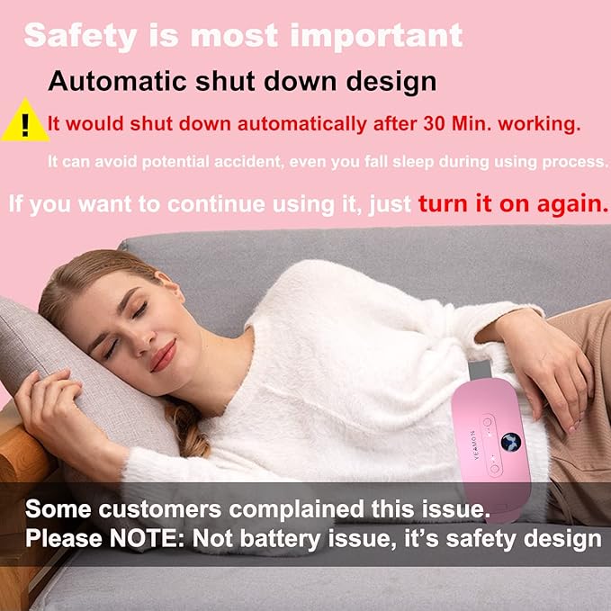 Portable Cordless Heating Pad, Electric Waist Belt Device, Fast Heating Pad with 3 Heat Levels and 3 Massage Modes, Back or Belly Heating Pad, Gifts for Her, Women and Girl