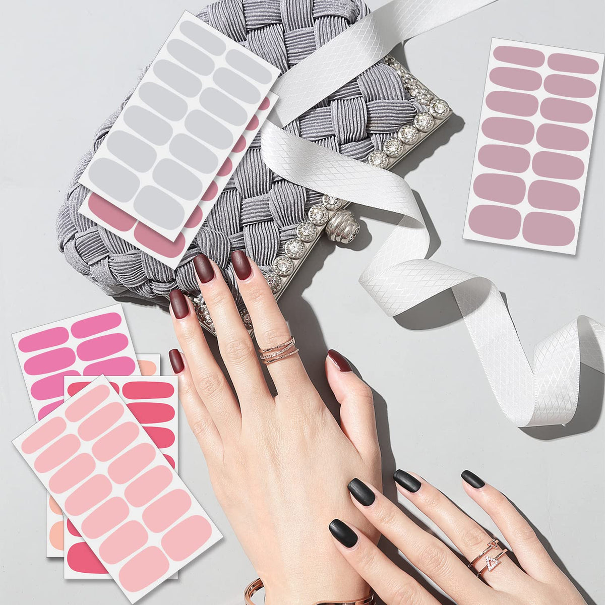 SILPECWEE 16 Sheets Youthful Solid Color Nail Wraps for Women Nail Polish Strips Gel Nail Strips Self Adhesive Nail Polish Stickers Fingernail Manicure Sticker Nail Art with 1pc Nail File