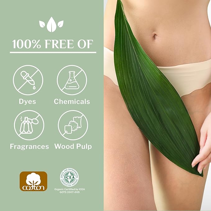 Organyc 100% Certified Organic Cotton Inside and Out Tanga Thong Panty Liners, Ultra Thin Liners for Women, Light Flow, 24 Count