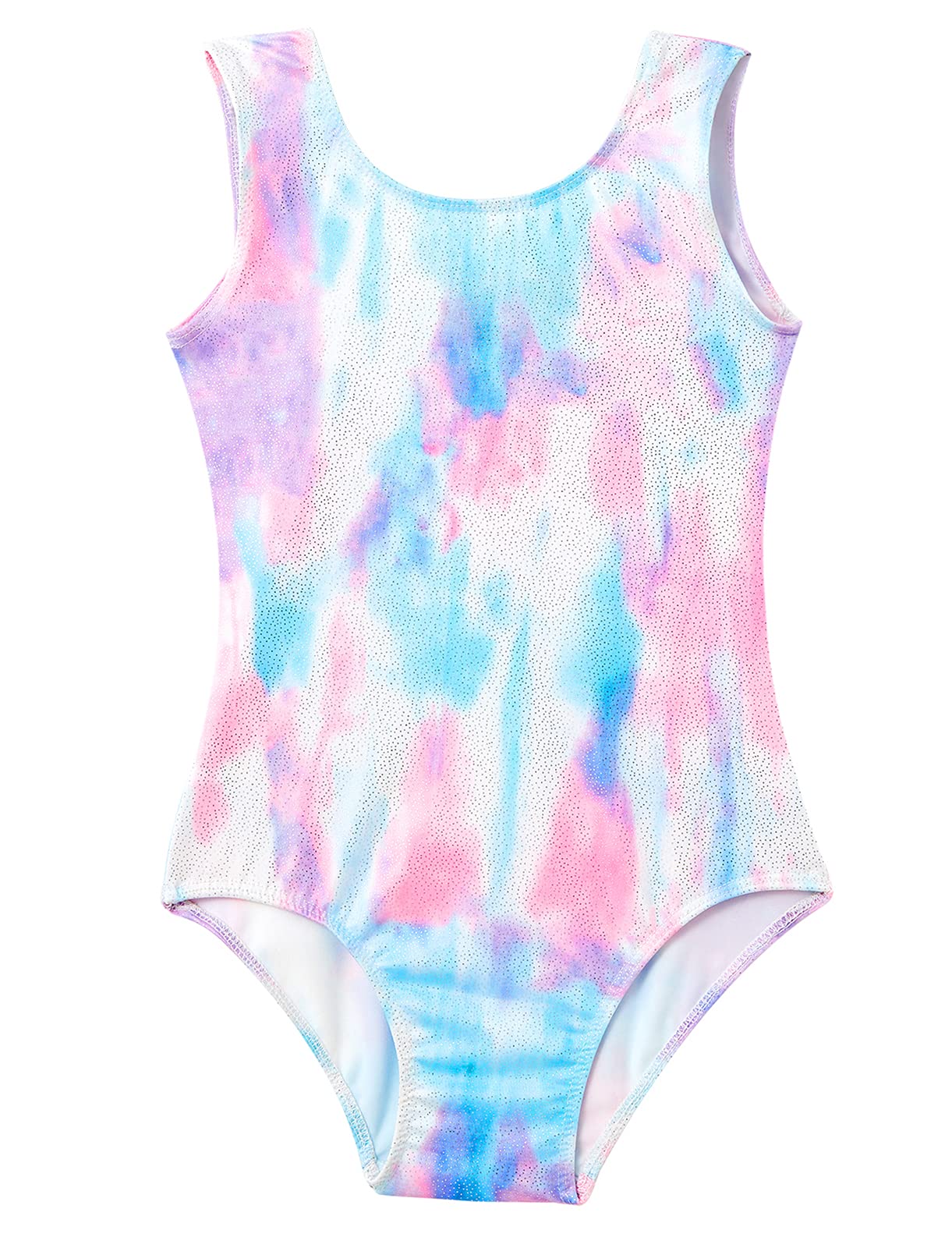 Domusgo Gymnastics Leotards for Girls 5-6 Years Old Blue Purple Scrawl Sparkly One Piece Tumbling Outfits