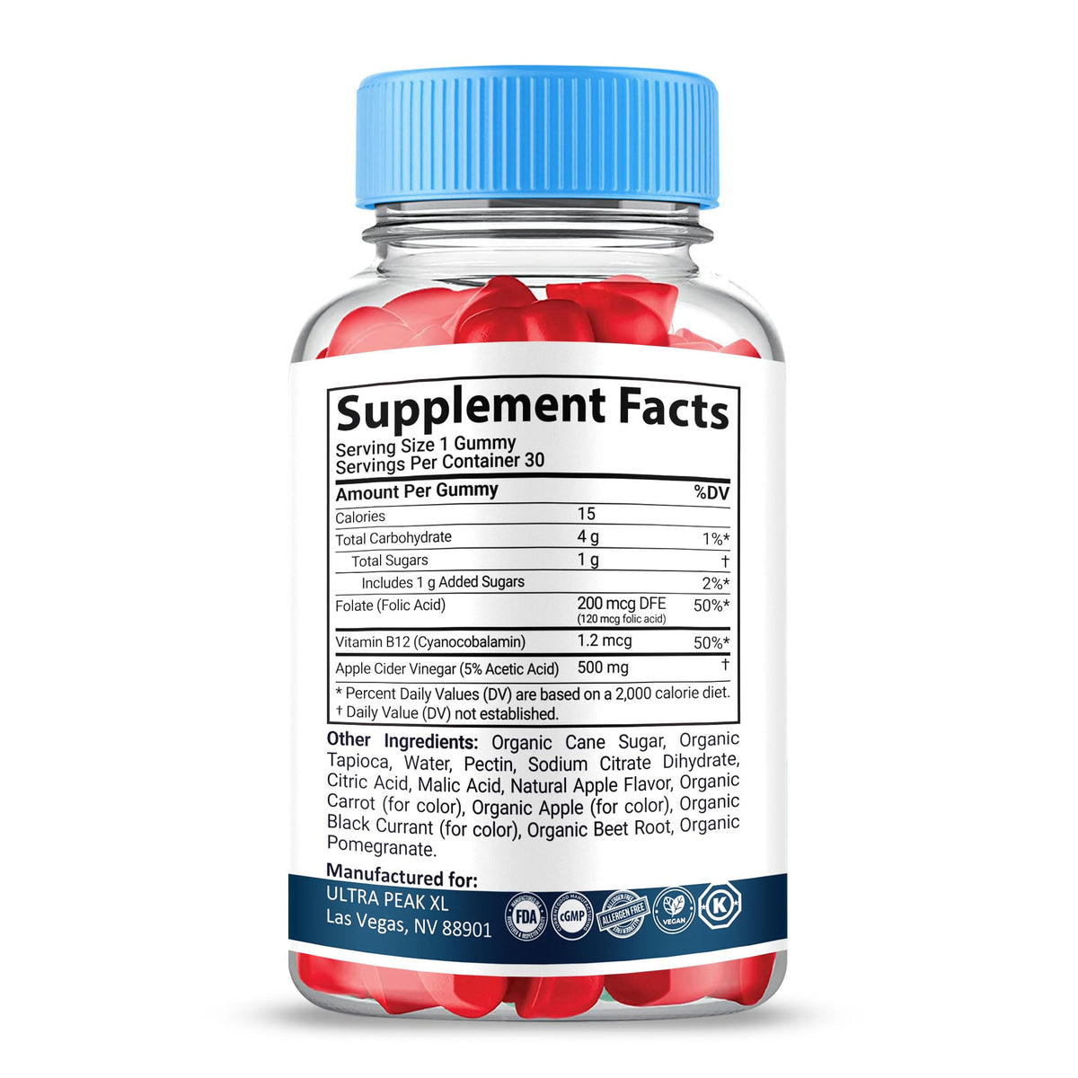 Gold Nutra Ultra Peak XL Gummies, UltraPeak XL, Official Formula (1 Pack)