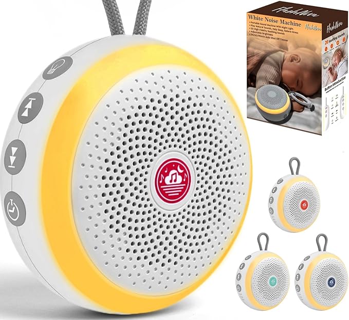 White Noise Machine for Baby Sleep – 6 Baby Sounds, Timer, Night Light & Child Lock – Portable Sound Soother for Crib, Car, Travel & Newborn Naps