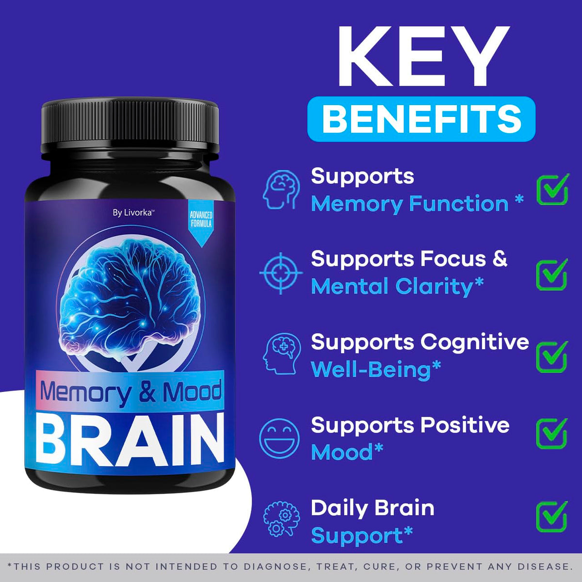 (5 Pack) Memory Mood and Brain Capsules - Official Daily Support Brain Health Supplement Pills Advanced Formula, Memory & Mood Brain & Memory Focus Reviews, 300 Capsules for 5 Months