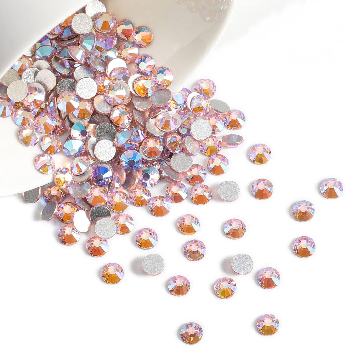 Beadsland s Flat Back Crystal Rhinestones Round Gems,Light Pink AB,3.8-4.0mm, SS16/1440pcs