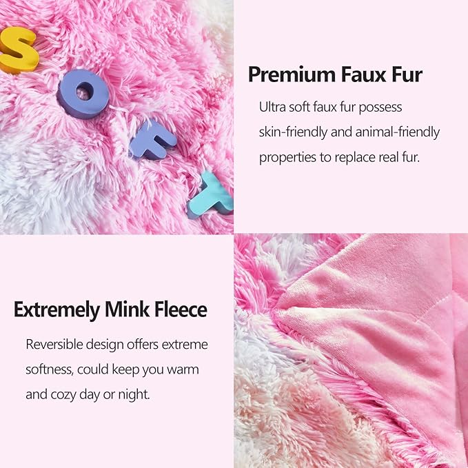 GONAAP Fuzzy Faux Fur Throw Blanket Queen Size Tie-dye Rainbow Super Soft Cozy Plush Fuzzy Shaggy Blanket for Couch Sofa Bed (Tie-dye Rainbow, Queen(90"x90"))