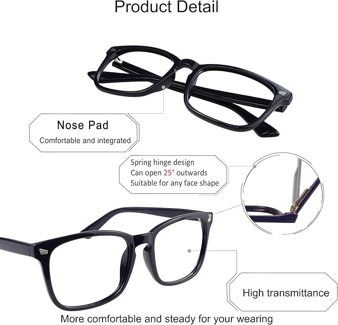 YEIN Bifocal Reading Glasses with Blue Light Blocking Lenses, Bifocal Reader for Women and Men, Vintage Square frame with Spring Hinge (+0.75/+3.50 magnification)
