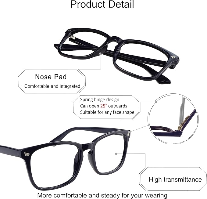 YEIN Bifocal Reading Glasses with Blue Light Blocking Lenses, Bifocal Reader for Women and Men, Vintage Square frame with Spring Hinge (+0.50/+2.75 magnification)
