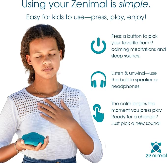 Zenimal Kids Sleep Aid - Screen-Free Sound Machine with Voice-Guided Audio Journeys, Soothing Sounds & Calming Music to Help Children Fall Asleep Faster and Sleep Peacefully All Night