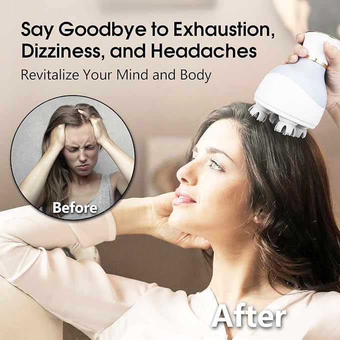 Scalp Massager Hair Growth Electric Head Massager Scalp Massage Tool for Headaches, Head Scratcher Stress Relax, Cat Dog Head Massager