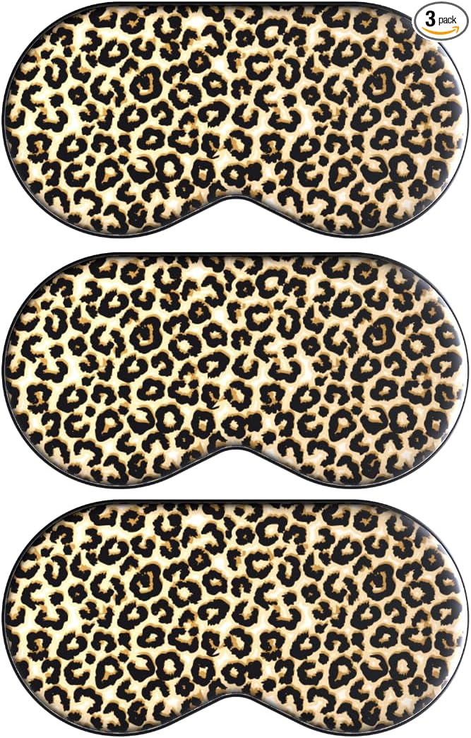 SMUG Satin Sleep Mask (3 Pack) Deep Dream Sleep Aid Eye Mask for Women & Men for Sleeping, Travel, Night Shift - Soft to Nourish Skin, & Reduce Dark Circles - Eye Cover to Block Out Light - Leopard