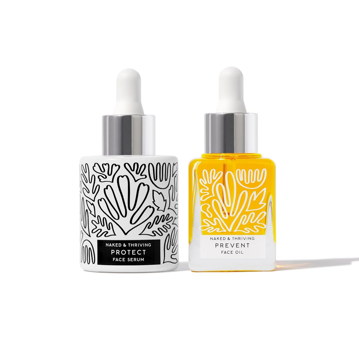 Naked & Thriving Limited Edition Day Set | Protect Antioxidant Day Serum (30 mL) + Prevent Anti-Aging Face Oil (35 mL) with Hyaluronic Acid, Moringa and Rosehip Oil | 65 mL/2.18 fl oz (Set of 2)