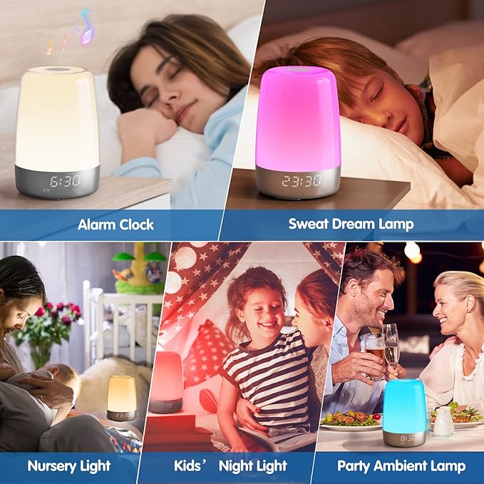 Sunrise Simulation Alarm Clock Wake Up Light for Heavy Sleepers Adults, Golspark Dimmable Sun Lamp Kid Bedroom Nursery Bedside Night Light Sleep Aid, 7 RGB Lights, 7 Natural Sound Alarms, Snooze Timer