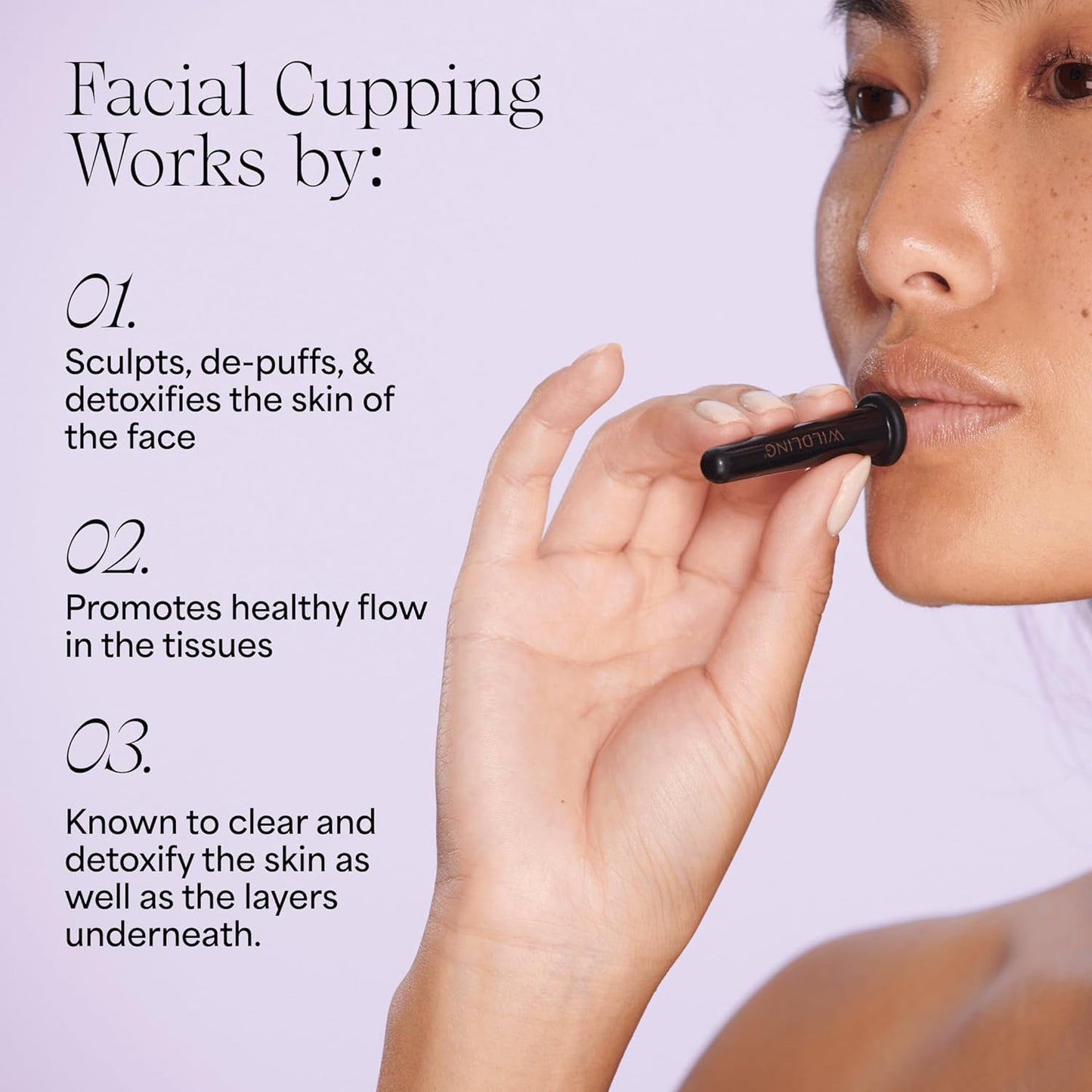 WILDLING Lumin Cupping Set I Facial Cupping Tools to Decrease Puffiness, Increase Collagen Production, Sculpt Cheeks + Chin, Detox + Clear Breakouts
