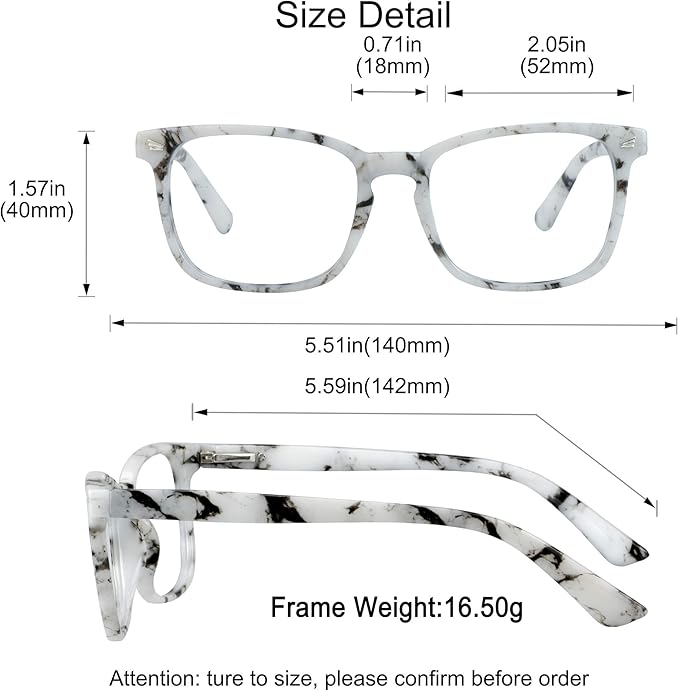 YEIN Bifocal Reading Glasses with Blue Light Blocking Lenses, Bifocal Reader for Women and Men, Vintage Square frame with Spring Hinge (+0.00/+1.75 magnification)