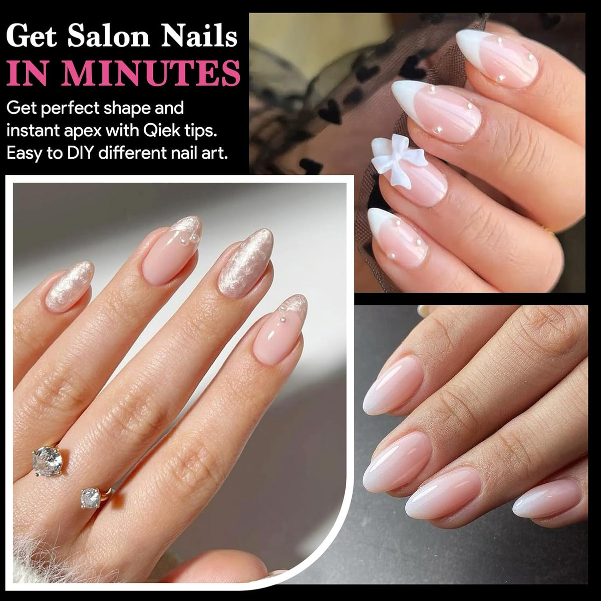Short Almond False Nail Tips, 15 Sizes 510 PCS Clear Soft Press On Fake Nail Pre-shaped Half Matte Full Cover Gel Nail Tips Extensions Strong Thick Long Lasting for DIY Beginners & Salon Manicure