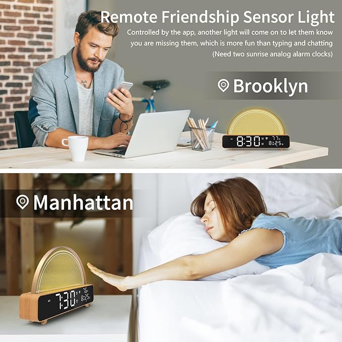 Love Lamp Wi-Fi Touch Lamp LED Light with Color Library,White Noise Smart Lamp,Sunrise Alarm Gentle Wake Up,App Control,Compatible with Alexa Google Home,for Long Distance Interaction,Friendship
