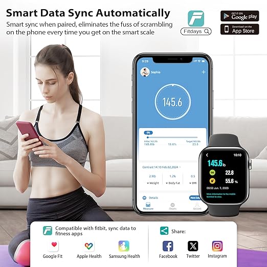 ABLEGRID Digital Smart Bathroom Scale for Body Weight and Fat Percentage,Body Fat Scale with BMI Large LCD Display,Accurate Body Composition Analyzer,Weighing Machine for People with Fitness App,400lb