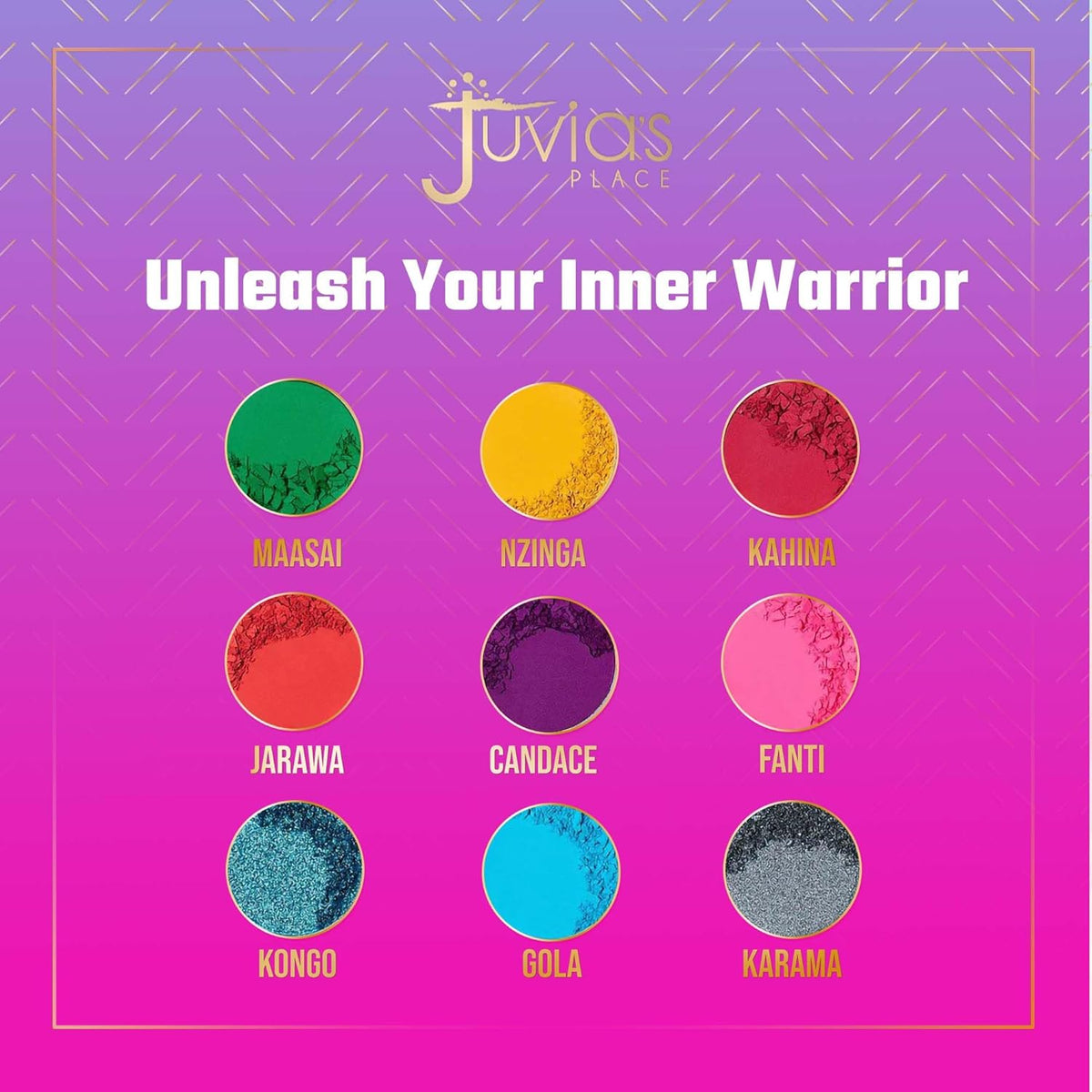Juvia's Place Palette The Warrior III - Deep Emerald Green, Red, Violet, Cerulean Blue, Shades of 9, Pigmented Makeup Palette Eye Color & Shine