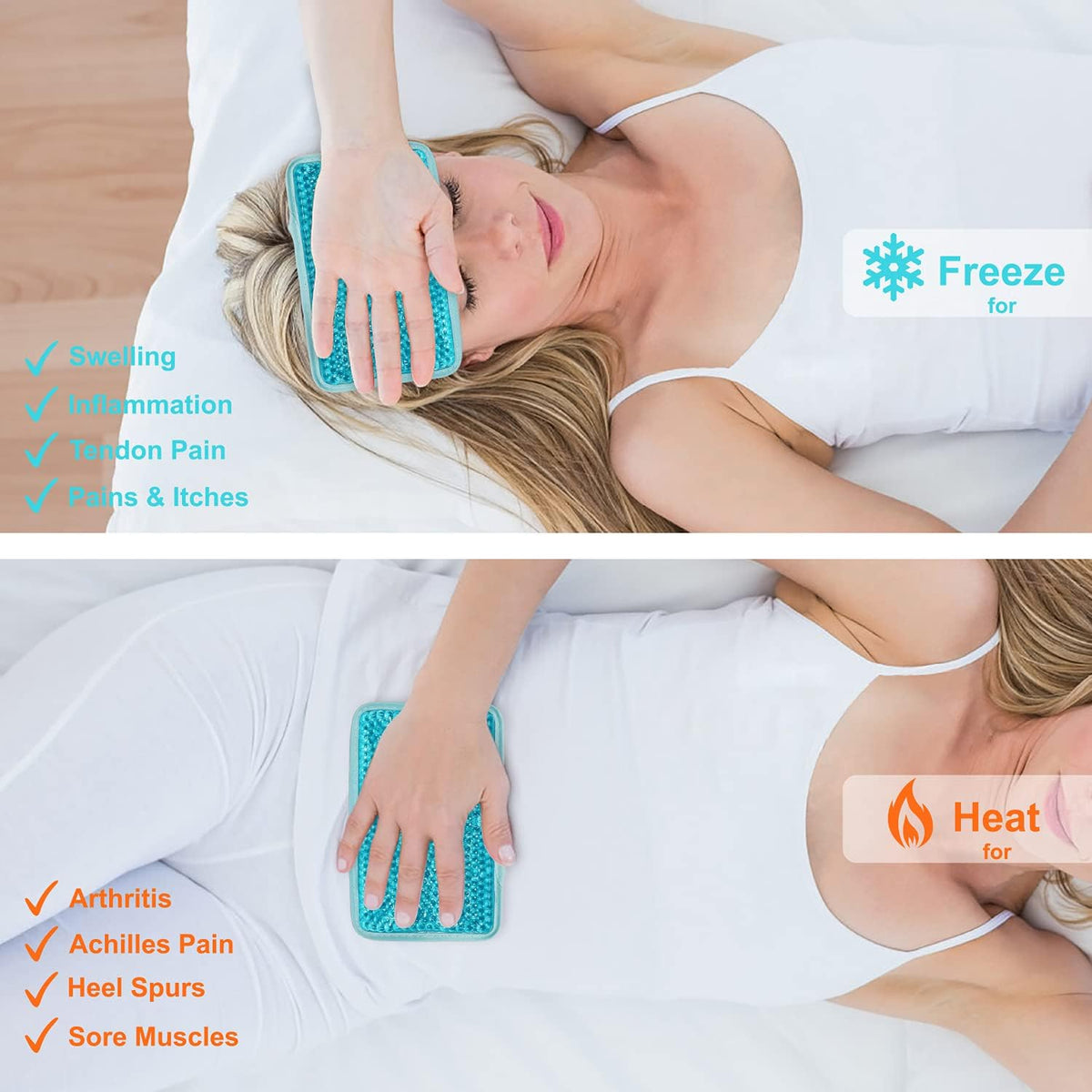 Gel Beads Ice Pack Ice Bag with Strap-1 Pack Reusable Hot & Cold Pack Compress for Knee, Shoulder, Foot, Back, Ankle, Neck, Hip, Elbow, Wisdom Tooth-7.76''x4.93''(Blue)