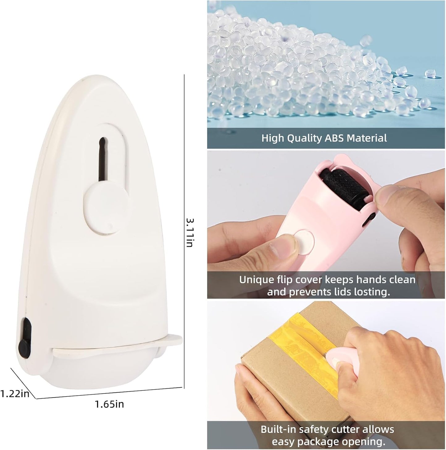 Identity Privacy Protection Roller Security Stamp 2Pack - Guard Your ID with Refillable Ink, Built-in Cutter & Flip Cover Design, Compact Security Tool for Document & Mail Privacy (White+Pink)