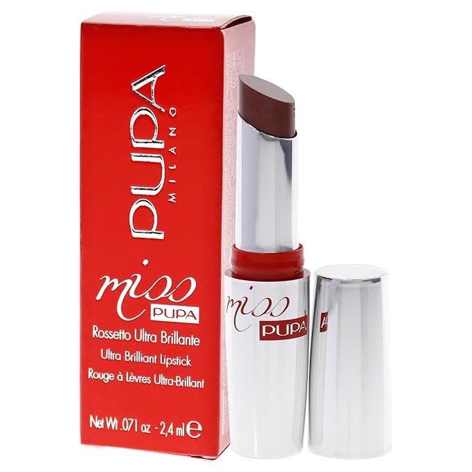 Pupa Milano Miss Milano Lipstick - Creamy, Ultra Pigmented Color For Lips - Nourishing Formula - Crystal-Effect Lipstick - Ultimate Boost Of Volume And Hydration - 604 Elite - 0.071 OZ