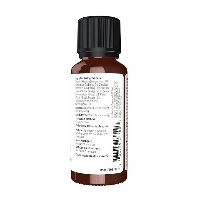 NOW Foods Essential Oils, Muscle Zen™ Essential Oil Blend for Sports Massage, Steam Distilled, 1-Ounce