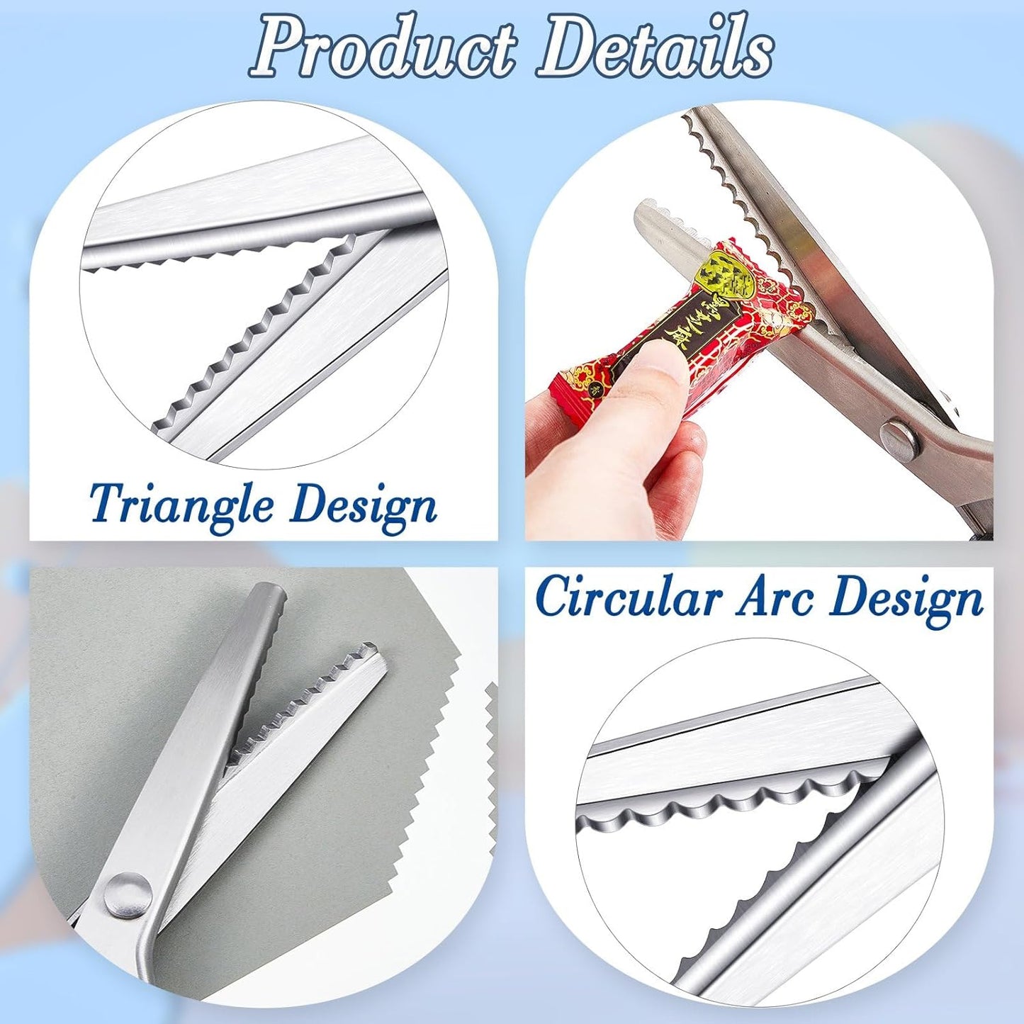 Amylove 2 Pcs Pinking Shears Scissors for Fabric Cutting 7 mm 5 mm Scalloped Serrated Scissors Zig Zag Cut Sewing 9.2" Professional Handheld Jagged Dressmaking Supply for Leather Clothing Paper Craft