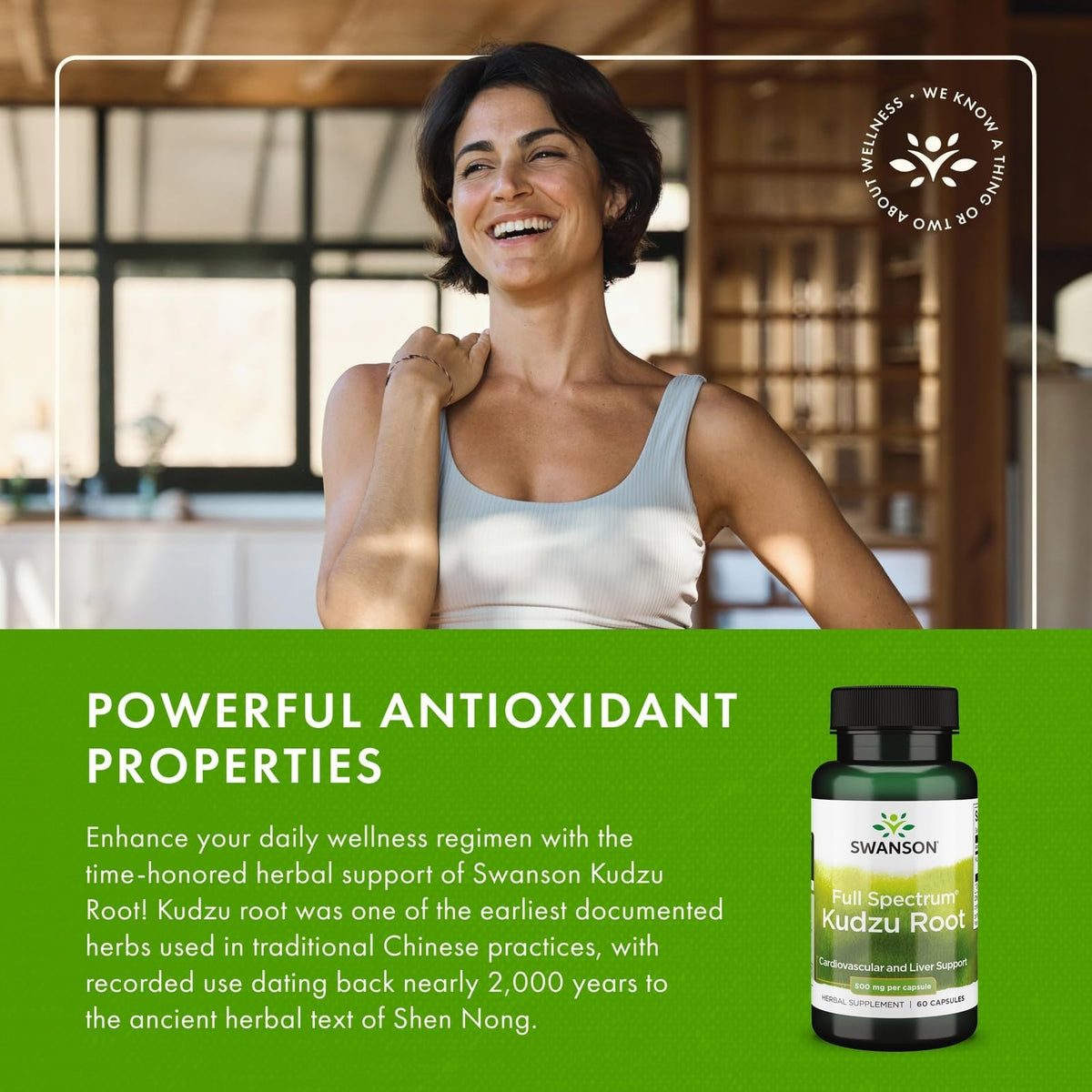 Swanson Full Spectrum Kudzu Root - Herbal Supplement Supporting Heart Health & Liver Health - May Support Healthy Blood Pressure & Cholesterol Levels - (60 Capsules, 500mg Each) (2 Pack)