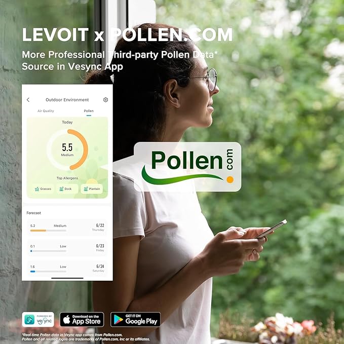 LEVOIT Air Purifiers for Home Large Room Up to 2933 Sq. Ft with Smart WiFi, PM2.5 Monitor, HEPA Sleep Mode, 3-in-1 Filter for Smoke, Pet Allergies, Dust and Odor, Alexa Control, Core 600S-P, Gray