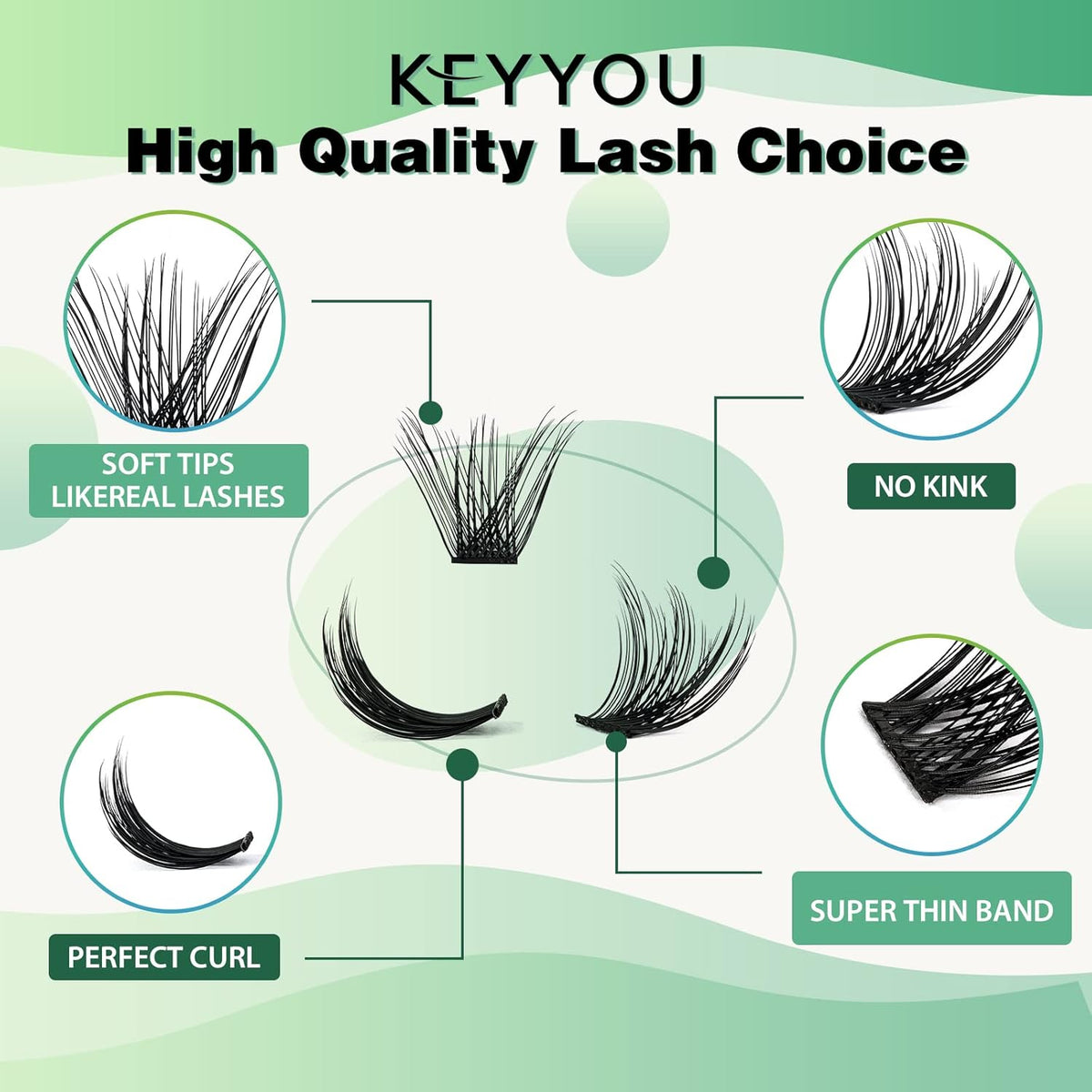 Lash Clusters 96pcs Individual Lashes Y03 D Curl 12mm Cluster Lashes KEYYOU Volume Wispy Lash Extension Soft&Comfortable Easy DIY at Home(Y03 D-12mm)