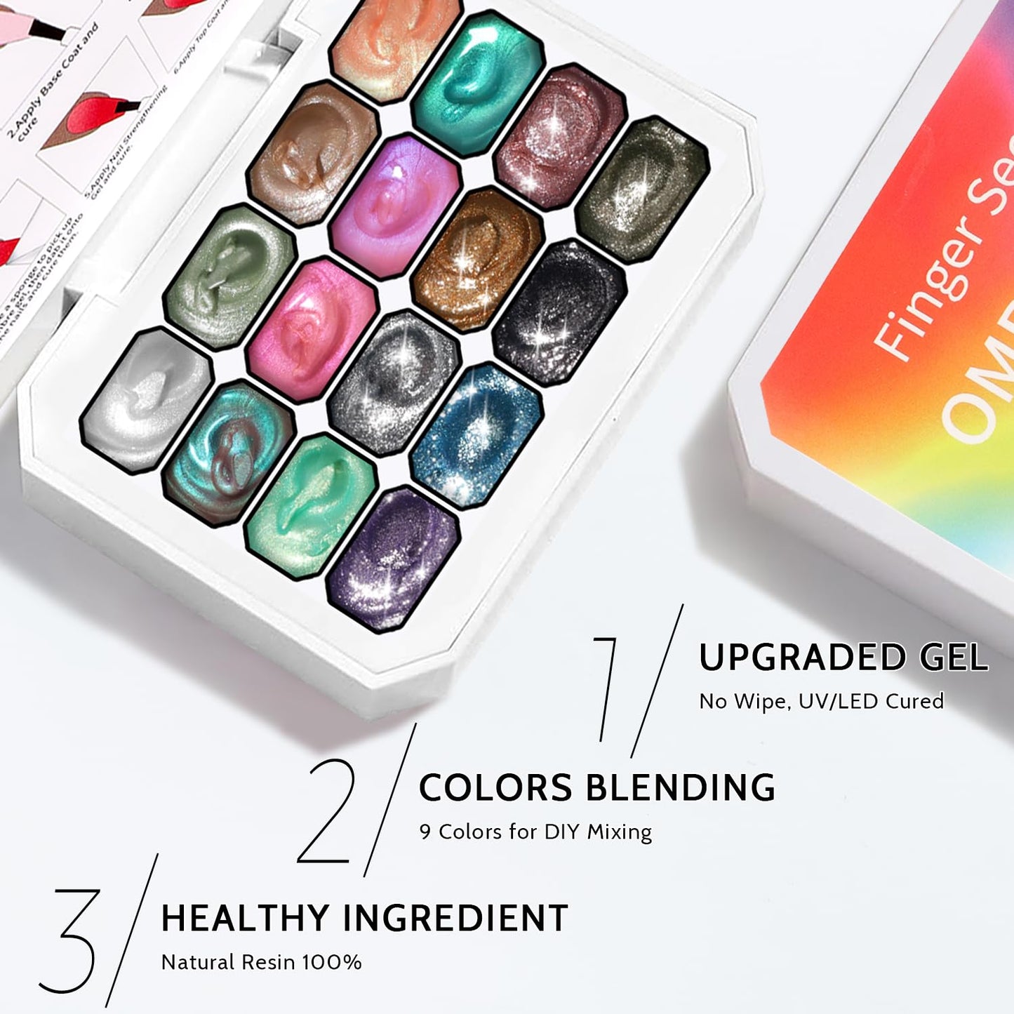 Sponge Pat Paint Nail Gel, Ombre Nails Gradient Gel Nail Blush Blooming Aura Nails Drawing Stripper Floral Painting DIY Nail Art, No Wipe, UV/LED Curing (16 Colors E)