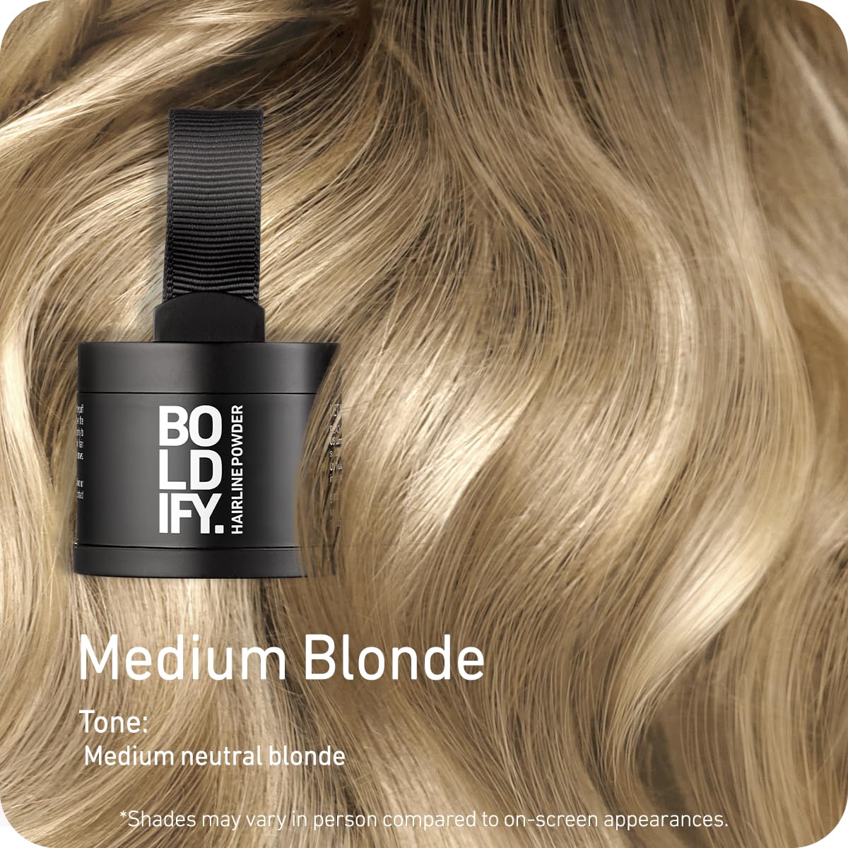 BOLDIFY Hairline Powder - Root Touch Up Hair Color for Gray Coverage - Bald Spot Concealing Hair Powder for Women & Men - 48-Hour Stain-Proof - Medium Blonde