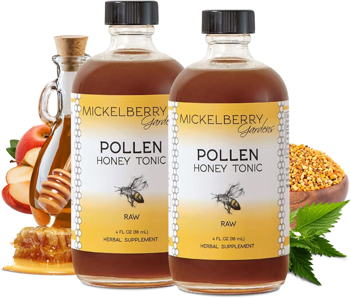 Mickelberry Gardens Pollen Honey Tonic 4oz 2 Pack Respiratory Support