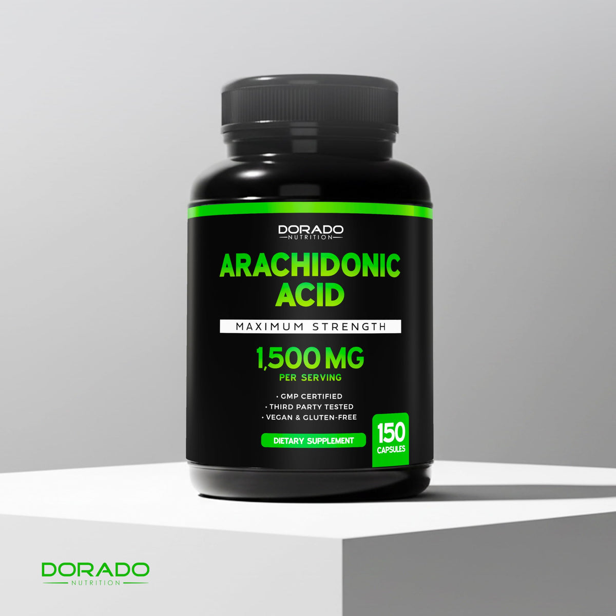 Arachidonic Acid Supplement 1500mg (150 Capsules) - Muscle and Strength Supplement for Muscle Mass & Recovery for Men & Women - Gluten Free & Non-GMO - 3rd Party Tested - (150 Capsules)